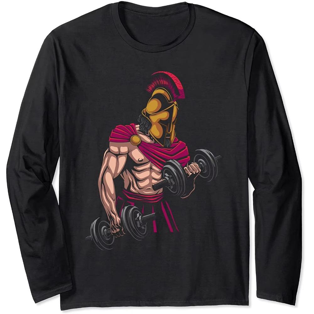 Spartan Warrior - Spartan Fitness - Strong Biceps T-Shirt. Premium Cotton Long Sleeve O-Neck Mens T Shirt New S-3XL
