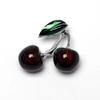 Dark Red Cherry Brooches for Women Clothing Cute Crystal Fruit Enamel Pins Party Jewelry Gifts