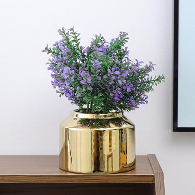 1PC Flower Arrangement Container Home Golden Glass Vase Flower Decoration Ceramics Tabletop Hydroponic Plant Vase Luxury 2 Sizes