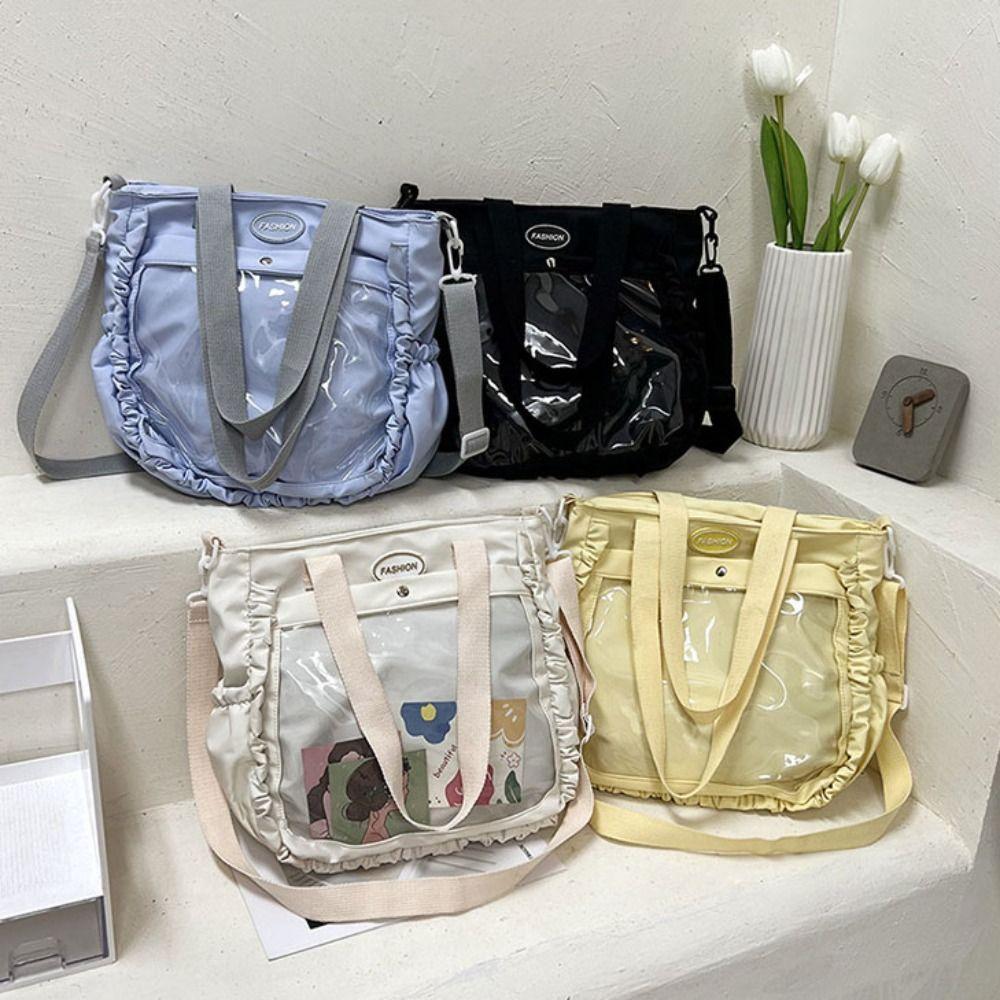 

Ruffles Transparent Itabag PVC Student School Bag Portable Canvas Tote Bag Daily