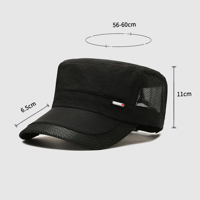 Summer Quick-Drying Flat Cap Men's Outdoor Baseball Cap Sunscreen Fishing Sun Hat Thin Breathable Cap