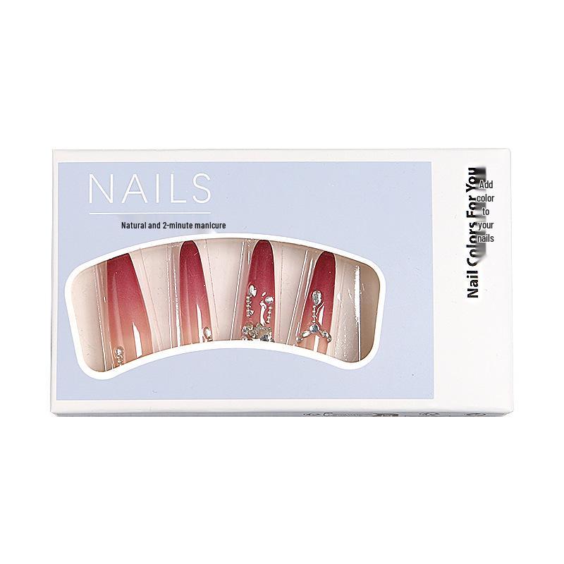Xiaohongshu Handmade Red Floral Nail Art: Wearable, High-End Whitening Nail Tips Stickers