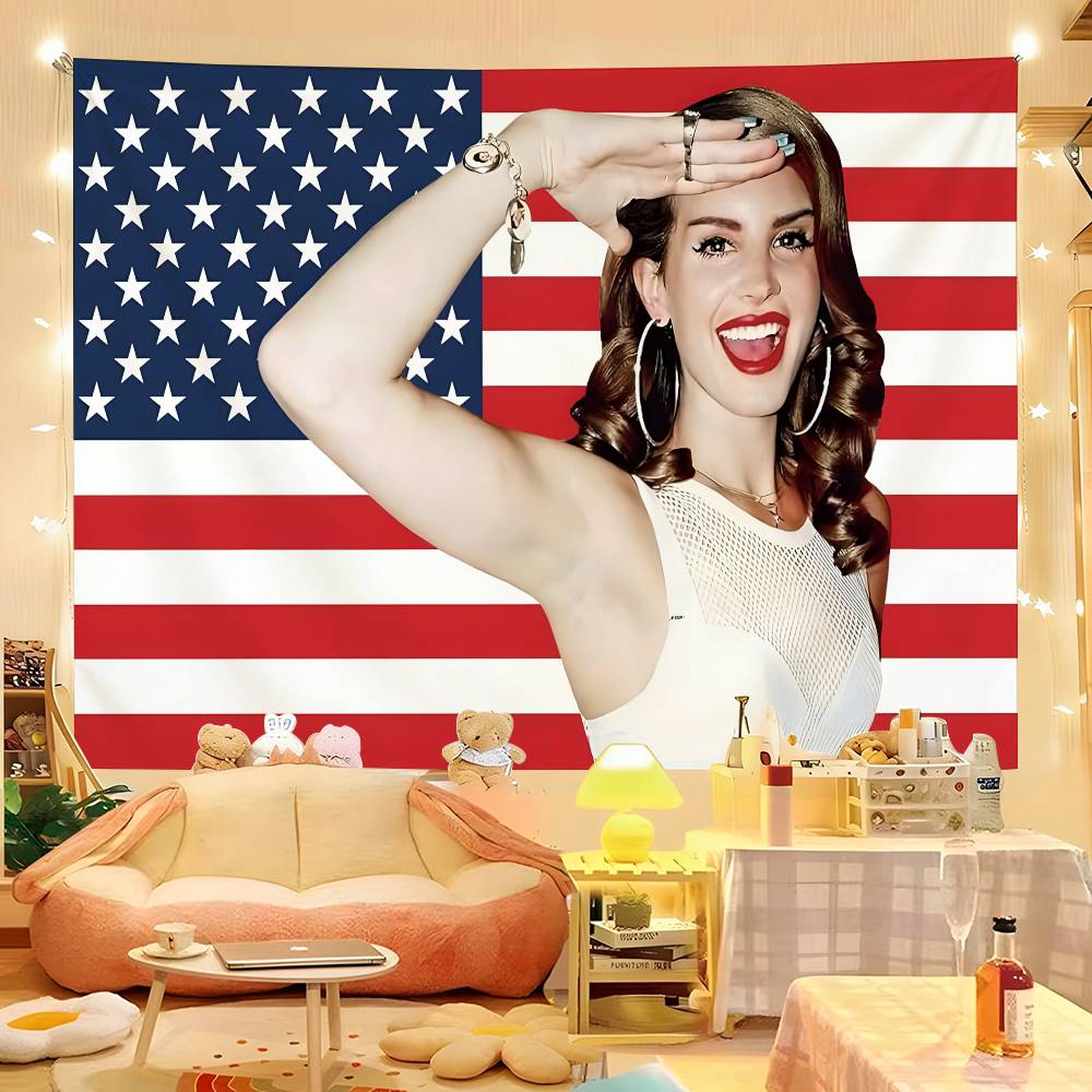 1pc Lana Del Rey Colorful Hippie Psychedelic Bedroom Dorm Decor Aesthetic 74x94cm(29x37in)