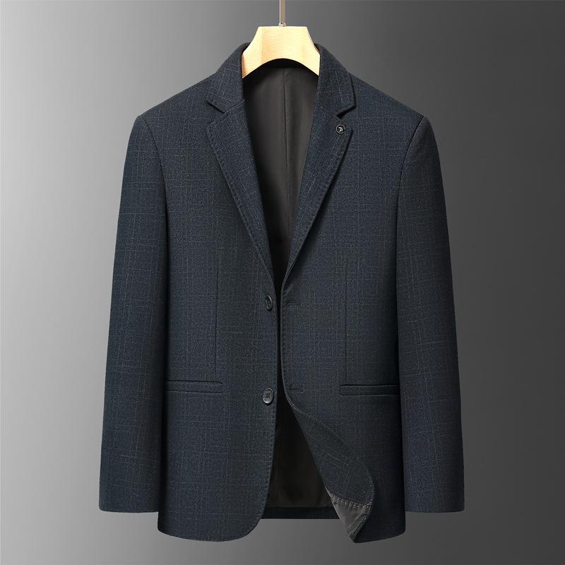 Plaid Suit Men's Middle-aged Spring and Autumn Thin Business Casual Slim-fitting Small Blazer Dad Outfit
