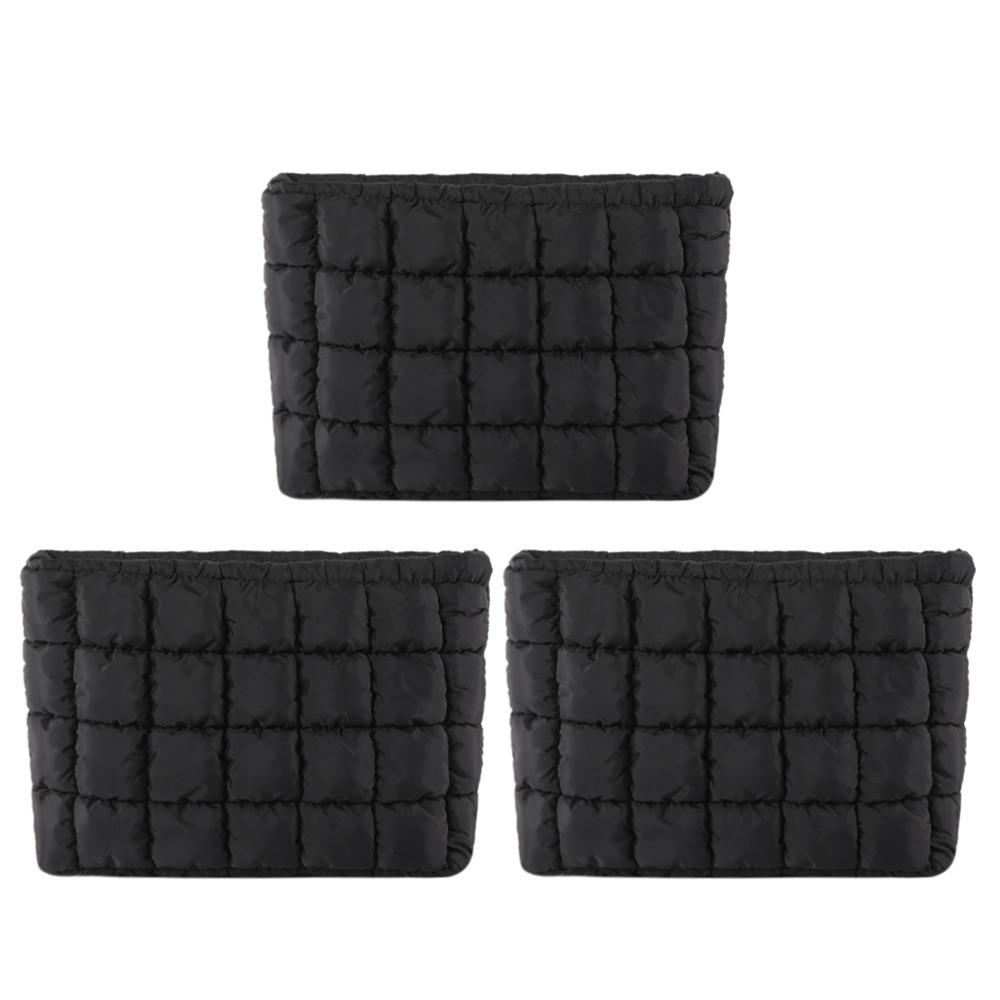 Quilted Makeup Bag Puffy Makeup Organizer Storage Bag with Zipper Cosmetic Organizer Case Solid Color Cosmetic Bag for Women