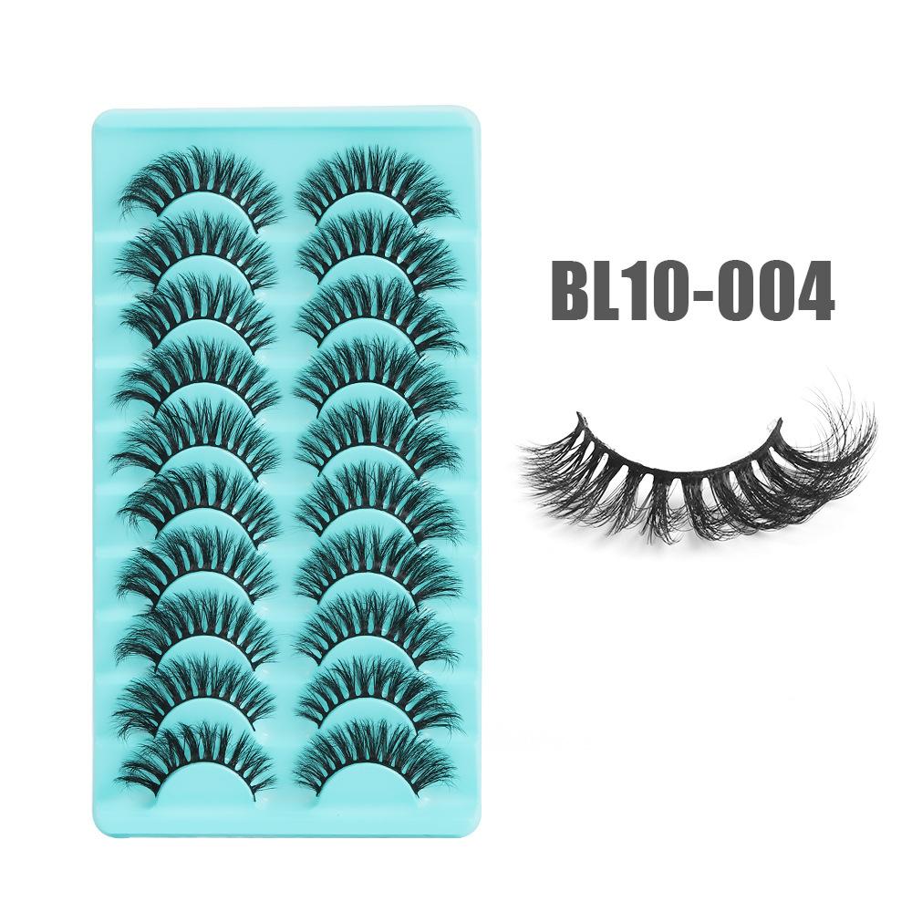 10 Pairs Of Chemical Fiber Eyelashes False Eyelashes Dense Simulation Cross Curl Short Eyelashes