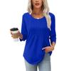Autumn New Women's Long Sleeve Top Fashion Casual Pleated Low Crew Neck Women's Shirt