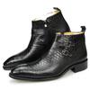 2024 Warm Autumn Cow  Ankle Zipper Boots Fashion Snake Print Good Quality Business Genuine Leather Dress Shoes for Men Red Black