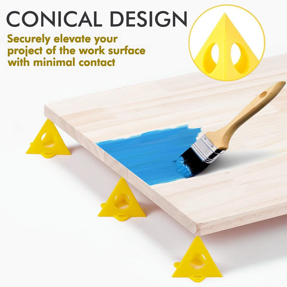 60 Stück Pyramide Dreieck Sprühpulverbeschichtung Holzplanke Stützhalterung Füße Kunststoff Konisch Schreiner Farbhaken