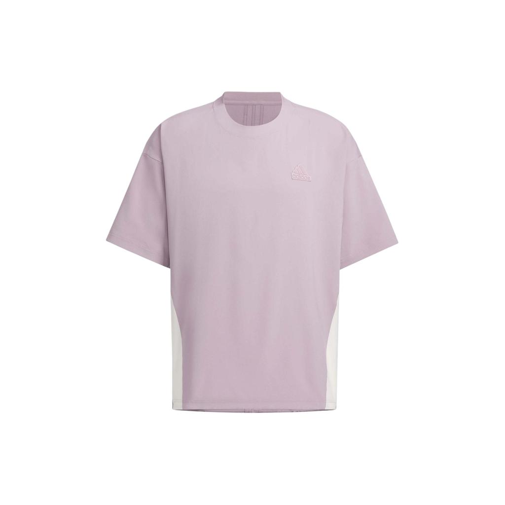 Adidas Future Style Woven T-Shirt With Brand Logo Color Block Patchwork Men Tops Purple Pink JI9868