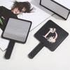 1pc Square Handheld Women Travel Makeup Mirror Chic Handle Dual-Use Desktop Personalized Gift Initial Name 26 Letters Pattern