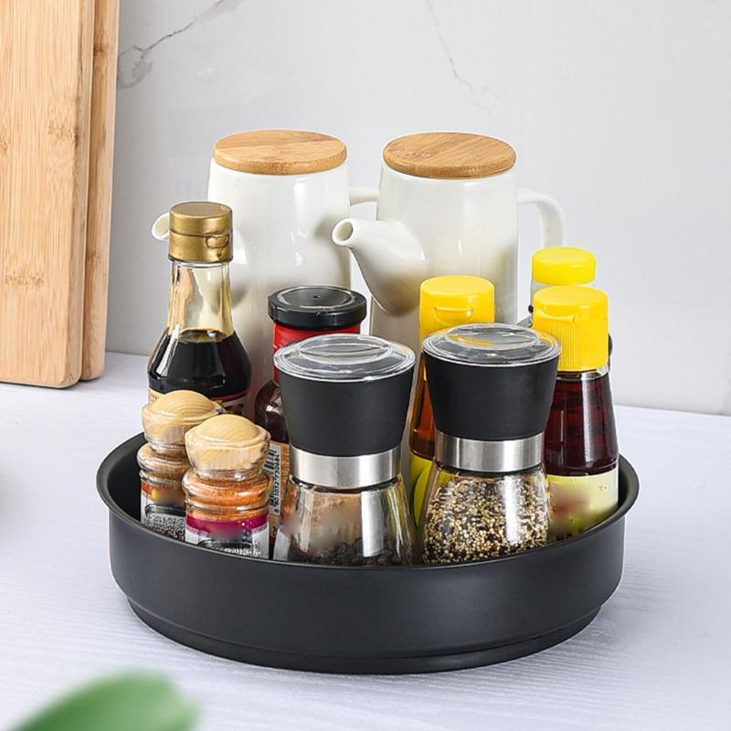 360° Drehbarer Aufbewahrungsständer für Zutaten Elegantes Make-up-Drehtablett Organizer-Tablett Praktisches Gewürzregal Kochzubehör