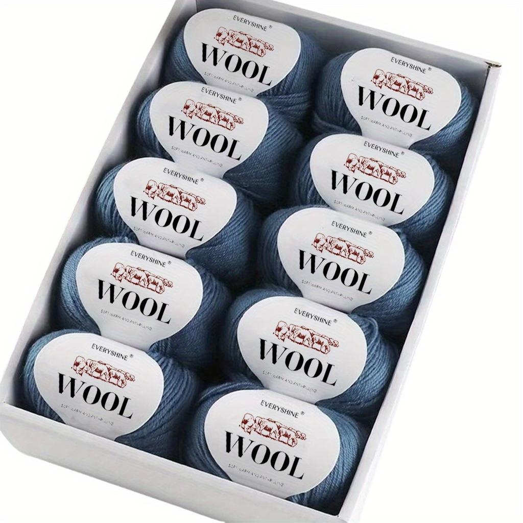 10-Pack Wool Blend Yarn Medium-Fine 80% Wool 20% Polyester Multi-Color Assortment for Knitting & Crochet Soft & Warm 500g Total