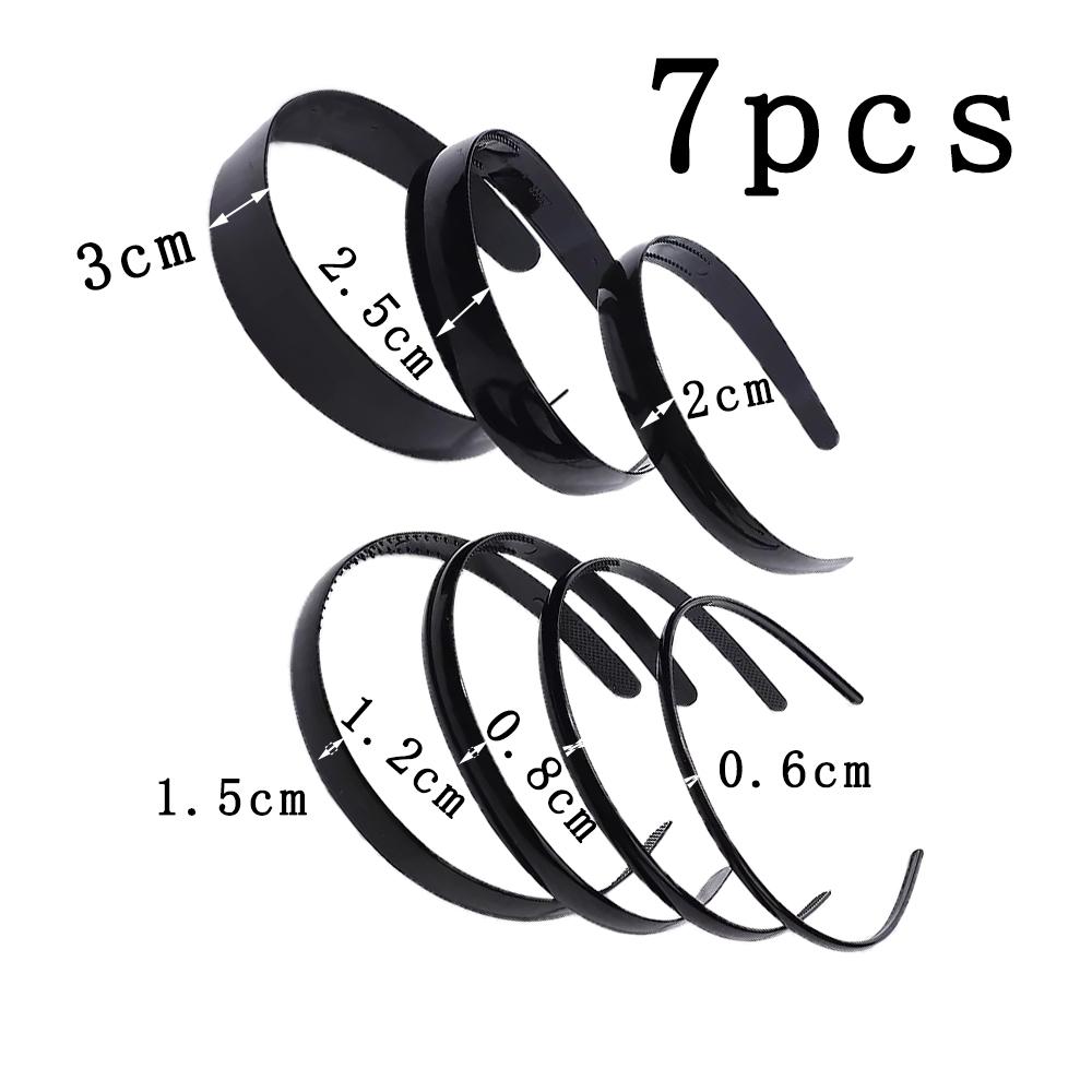 1/7pcs Simple Women Headbands Fashion Head Band for Girls Solid Black Color Casual Hair Accessories Plastic Headbans