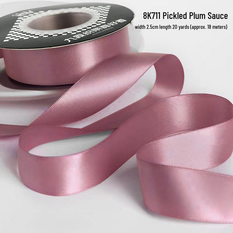 2.5cm Double-Sided Satin Ribbon for DIY, Weddings, Gifts, Bouquets, Cakes, and Bows