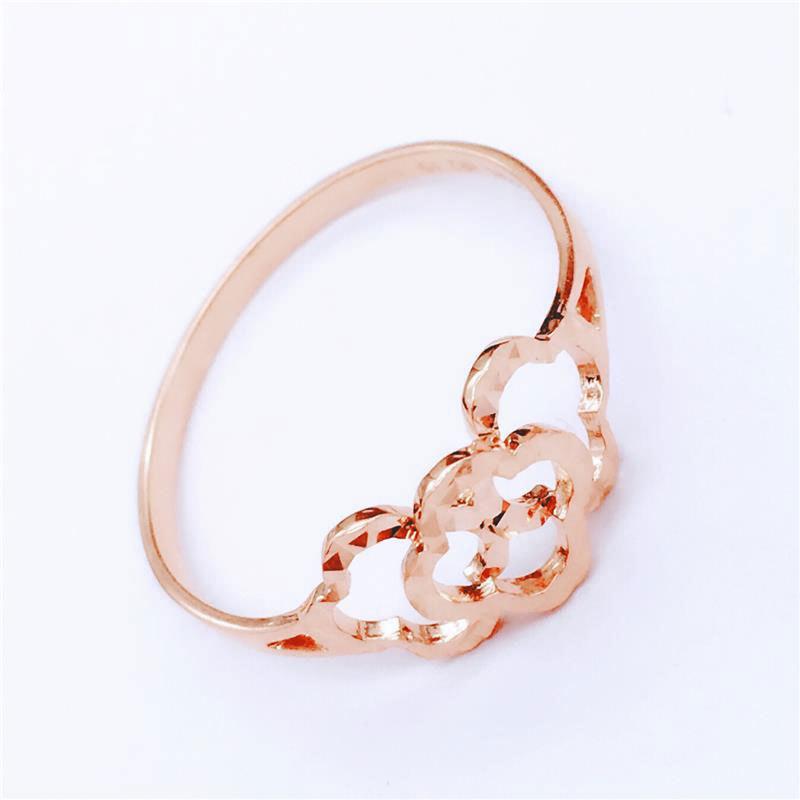 Purple Gold Ring Female Hollowed-Out Personalized Rose Gold-Plated Peach Blossom Ring Adjustable