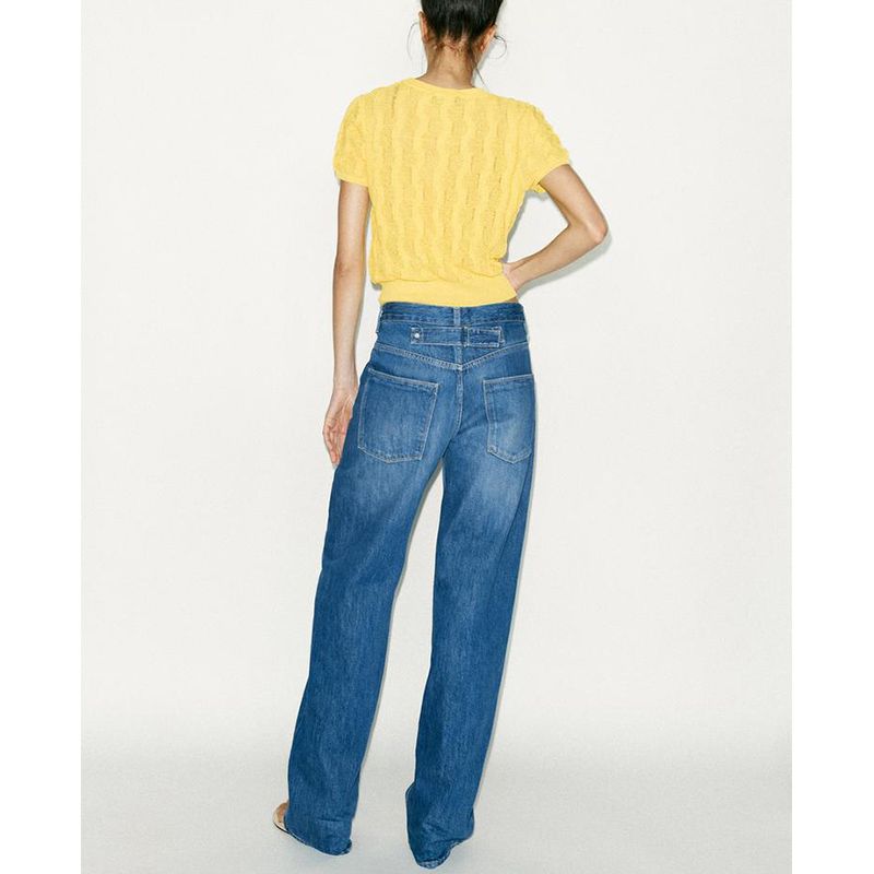 Summer New Product Women's Clothes American Style Preppy Style Minimalist Textured round Neck Short Sleeve Knitting Tops 4737007