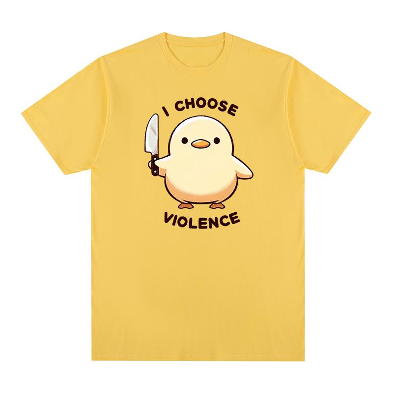 Duck I Choose Violence Vintage tshirt Funny Humor Slogan Cotton Men T shirt New TEE TSHIRT Womens tops