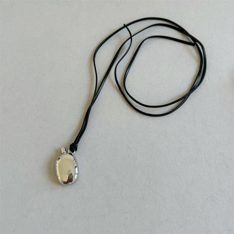 Black Leather Water Bottle Pendant Necklace - Versatile, Chic Accessory for Women