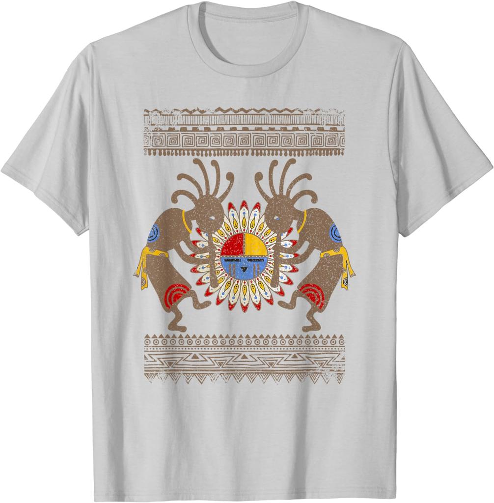 Vintage Native Tribe Kachina Kokopelli Musicians TShirt 100 Cotton ONeck Summer Short Sleeve Casual Mens Tshirt Size S3XL