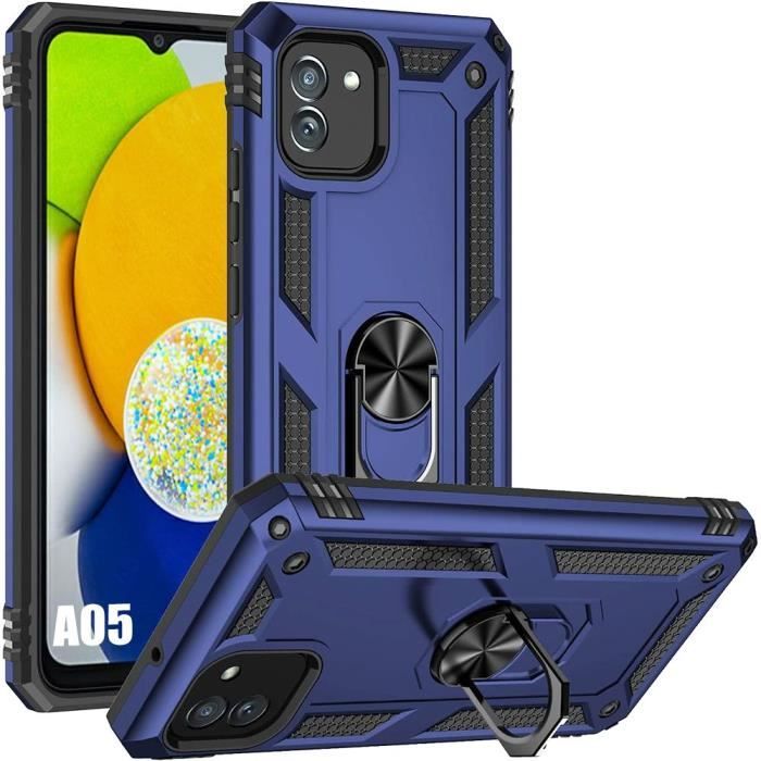 Coque pour Samsung Galaxy A05 - Antichoc - Support Anneau Arrière - Rigide - Bleu Marine