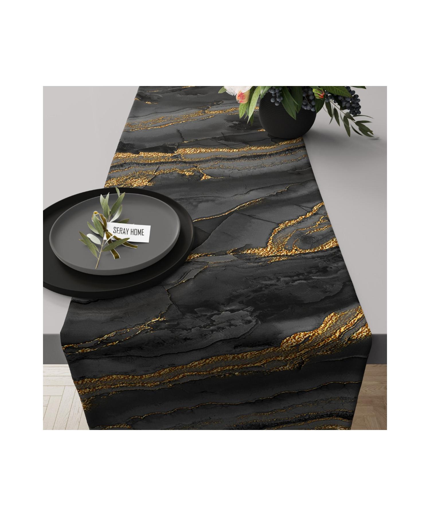 

Бархатная дорожка из черного золота с антрацитовым мрамором 43x145 см