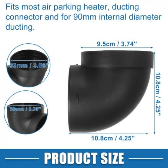 Car Heater Warm Air Ducting Pipe Elbow Outlet Single Connector 3.54'' 90mm OD