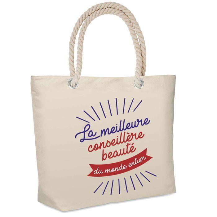 Sac de plage isotherme - PLANETEE - Conseillère Beauté Meilleure du Monde Entier - Coton - Grande contenance - Anses solides