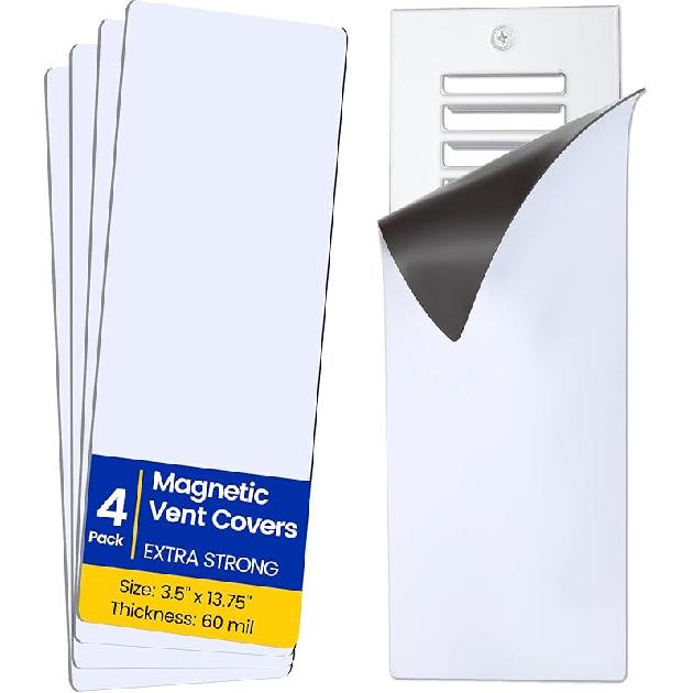 Magnetic Vent Covers, Extra Strong Magnets, 8" X 12" (4 Pack) Ultra Thick 60mil, Complete Seal, Air Vent Covers for Home Floor, Ceiling, Wall