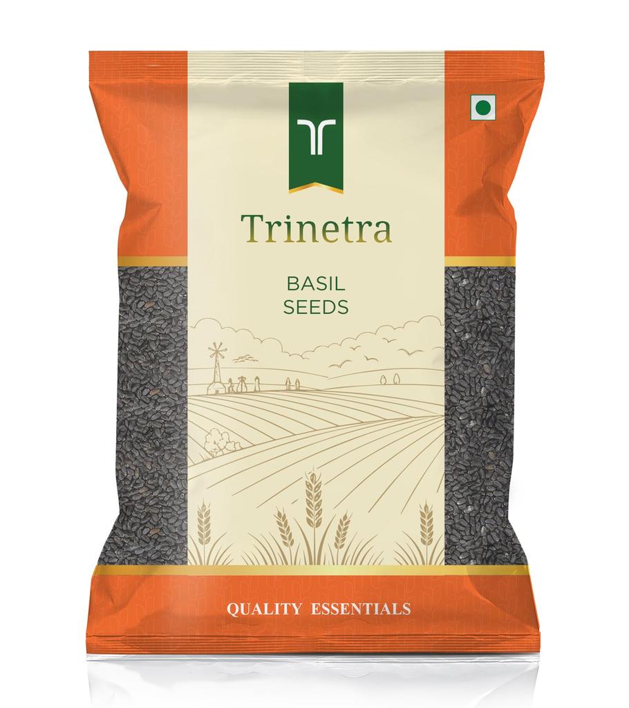 Trinetra Basil Seeds (Sabja Seeds) | Superfood for Digestion, Weight Loss & Skin Health | 500 g