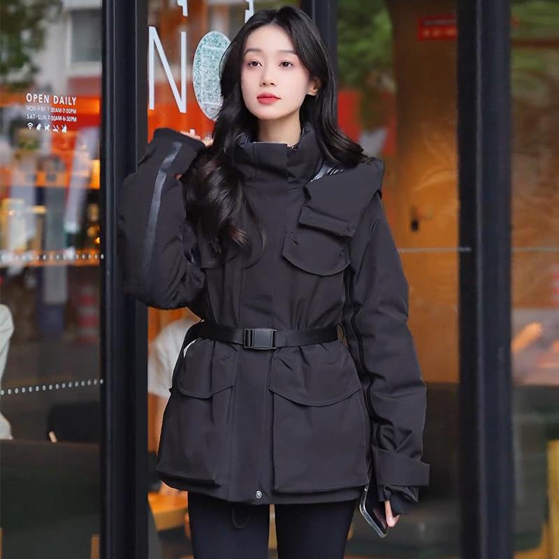

Women s Trendy Hooded White Duck Down Parka - Slimming, Thickened Winter Windbreaker XXL [130-145]