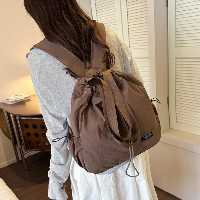 Schoolbag Large Capacity Drawstring Backpack Women's 1011 New Travel Outdoor Handheld Shoulder Bag Lazy Wind Tote Bag