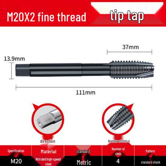 Cobalt Nitride Spiral Tap for Stainless Steel (Drill Bit: M4, M5, M6, M8, M10)