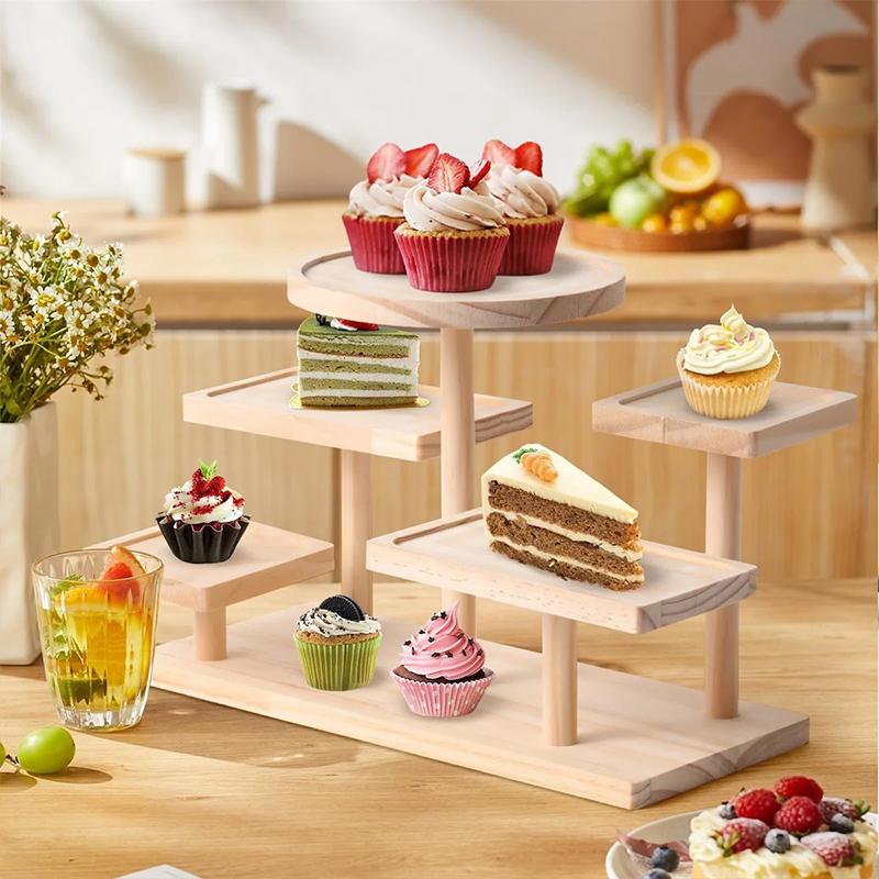 Dekorativní ozdoba na vystavení z masivního dřeva, úložný regál v japonském stylu, víceúrovňový