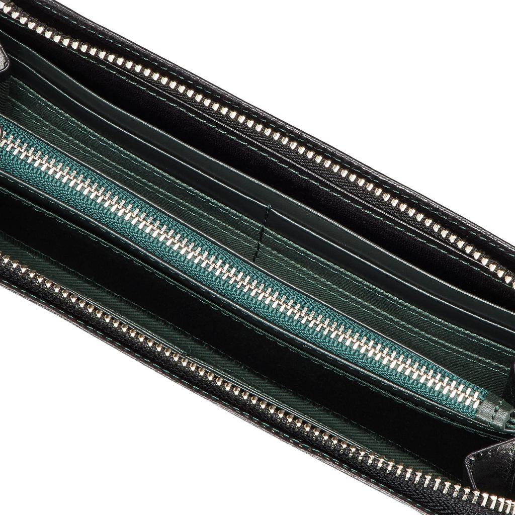 Long Wallet Buffalo Leather NH0809 Stitch 15301 [Kitamura] Men's Black/Green [Black]