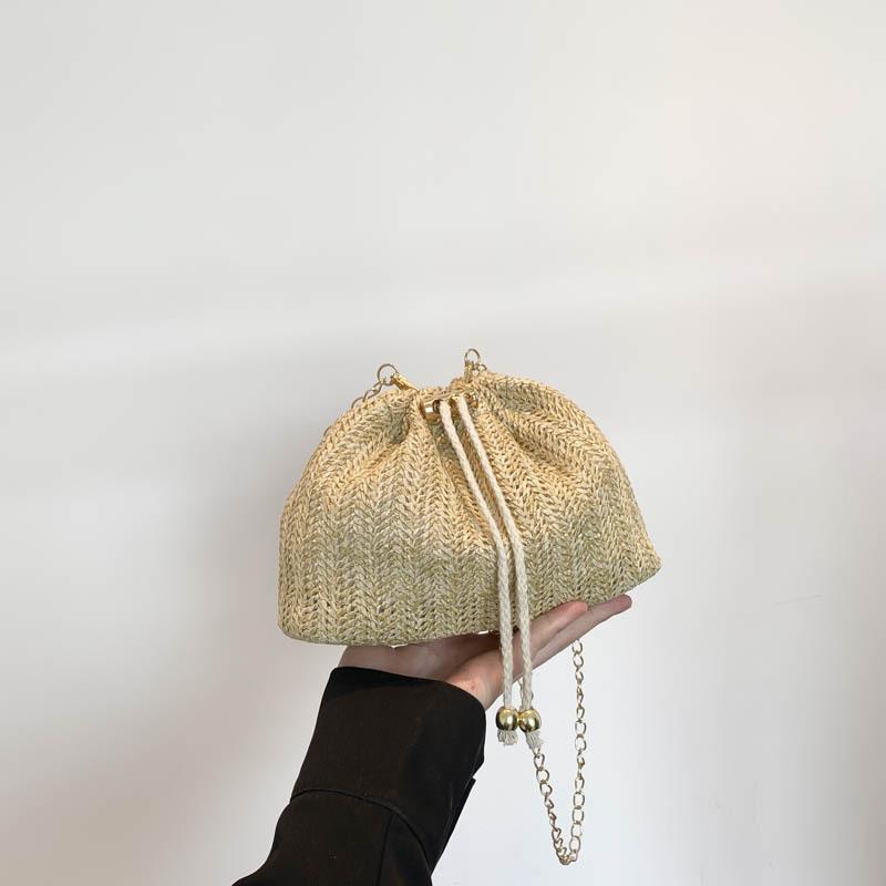 Straw Woven Bucket Small Bag Women's Bag New Summer Fresh and Fashionable Clutch Woven One-shoulder Crossbody Bag