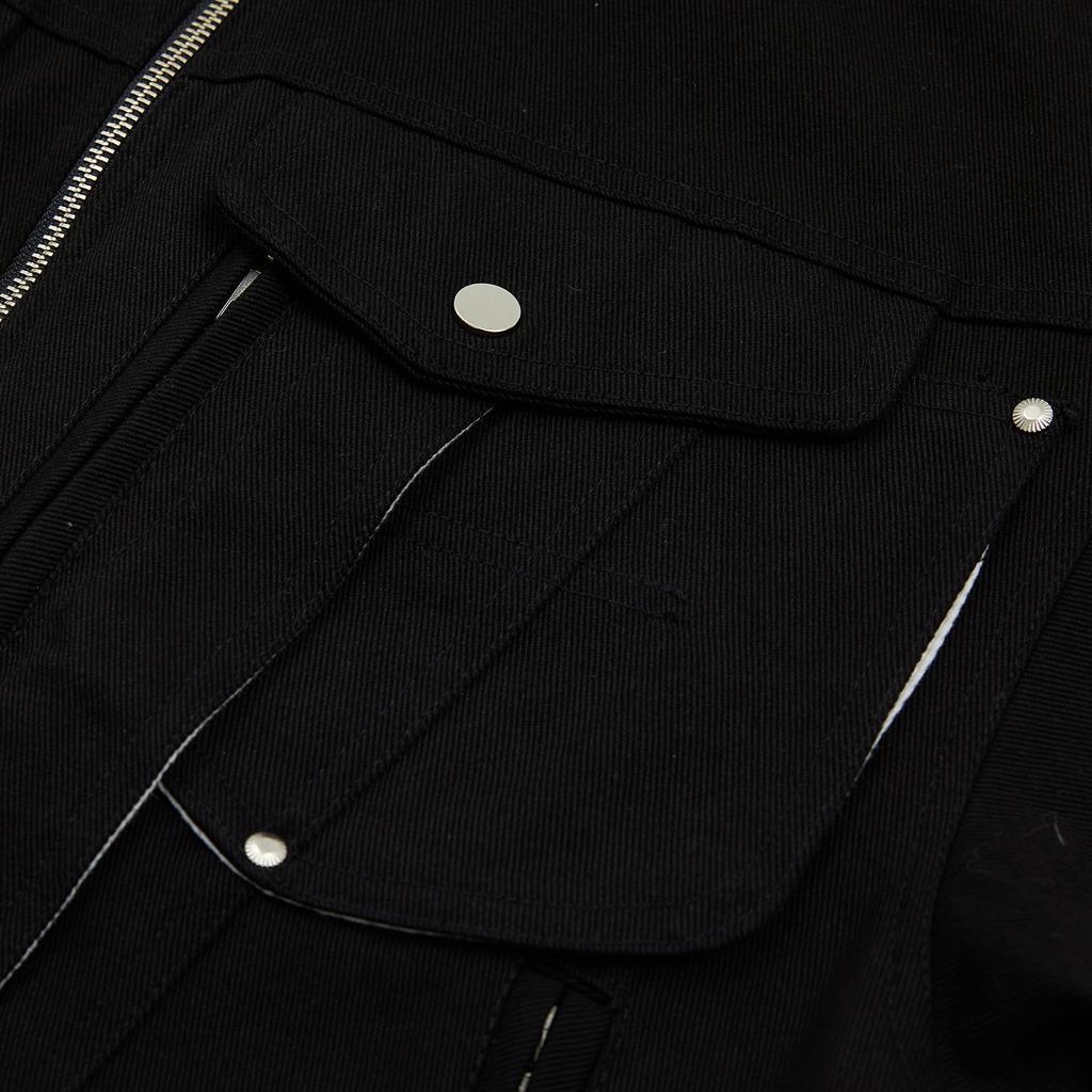 Champagne Blank Aesthetic Heavy Cotton Hidden Detail 2-Way Jacket Black
