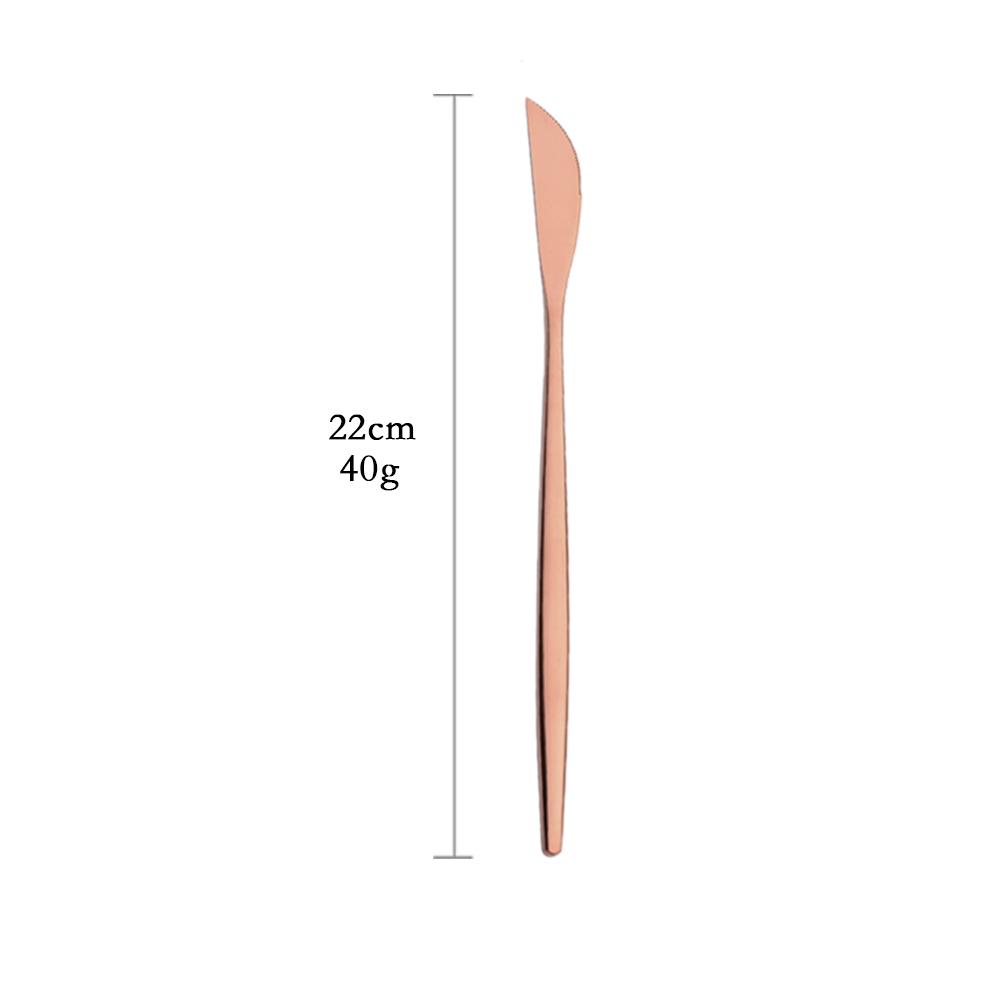 Rose Gold Mirror Cutlery Set Fruit Forks Spoons Dessert Knives Wedding Dinnerware Stainless Steel Flatware Dinner Tableware Set