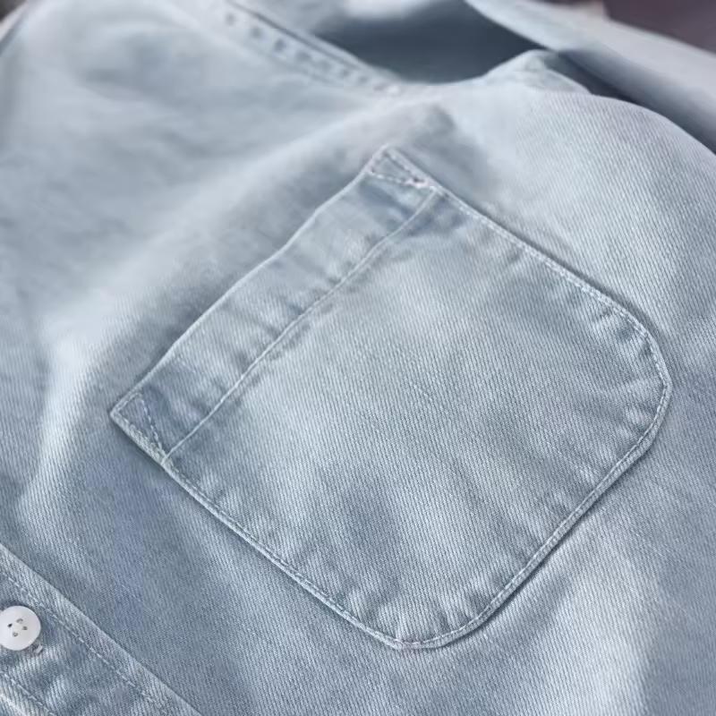 Bumbac Primăvară Toamnă Cămașă Denim cu Mânecă Lungă Bărbați Casual High Street Îmbrăcăminte Masculină Top Cămașă Clasică Palton