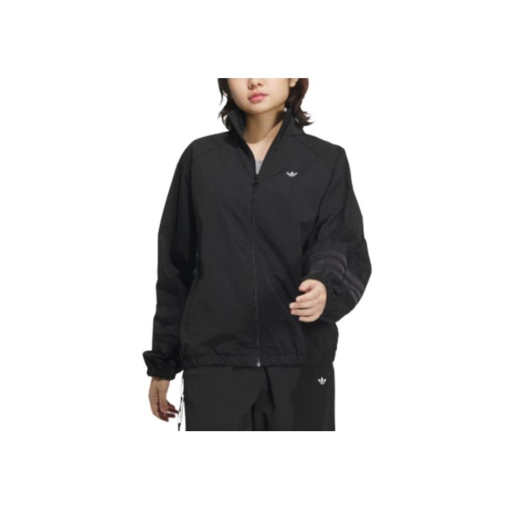 Adidas Originals Ruched Track Top Women Jacket Black White JD6385