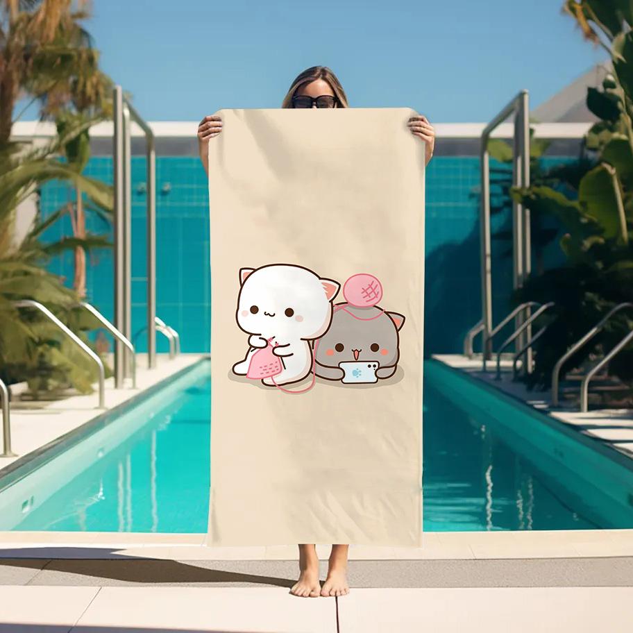 

Peach Mochi Cat Towel Bath For Home Quick Drying Towels Bathroom Accessories Spa Personal Care Sauna Large Beach Gym Set Sports W30*H60(CM)