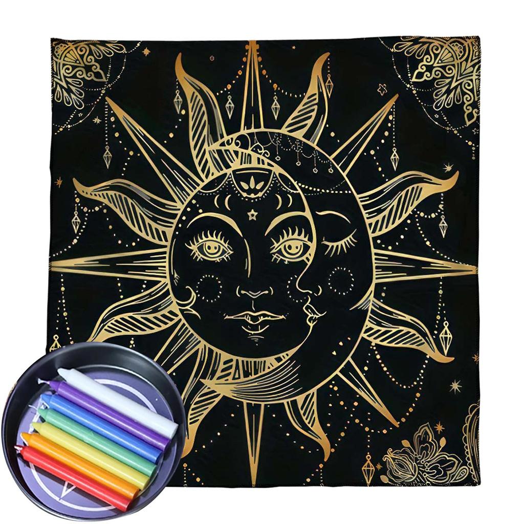 Divinations Tischdecke Monde und Sonne Astrologie Tarots Karten Tischdecke Altäre Tuch Divinations Brettspiel Zubehör