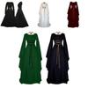 Exquisites Damen Vintage Mittelalterkleid mit atemberaubenden langen Glockenärmeln und unregelmäßigem Design