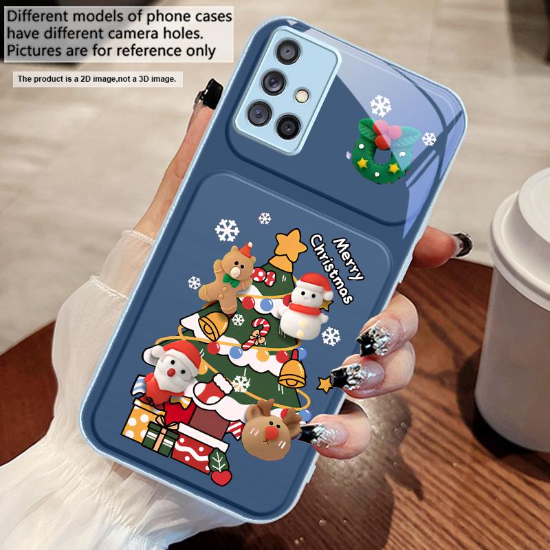 Cartoon Christmas tree For Samsung A73 72 71 A70 56 55 54 A53 52 51 50 42 A35 A34 33 32 31 26 25 24 23 22 30 glass phone case