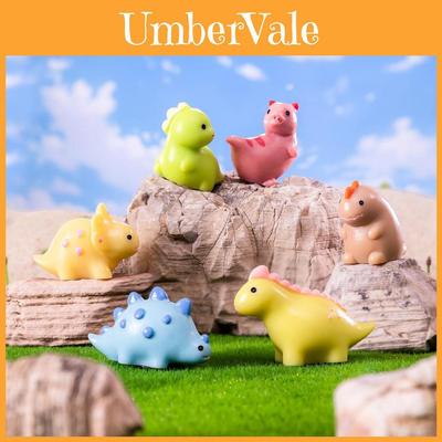 Entzückende Mini-Dinosaurier-Figuren aus Kunstharz im Cartoon-Stil, niedliche Schreibtischornamente, Zubehör