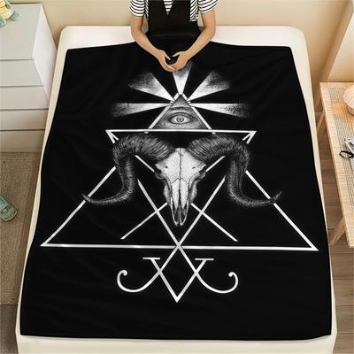 1PC Satan Symbol Print Flannel Blanket, High Quality All Seasons, Home Decor, Warmth and Comfort, Perfect for Christmas Gifts