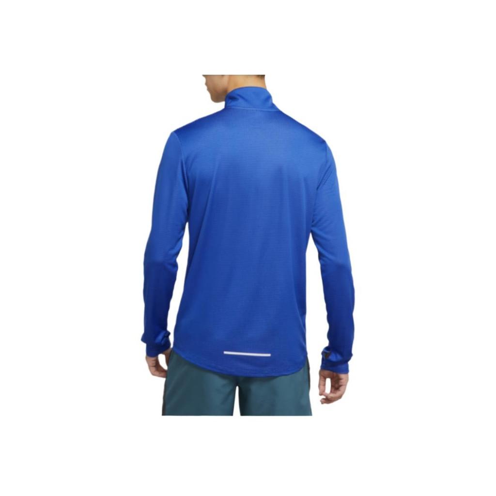 Nike Logo Print Stand Collar Half-Zip Long Sleeve T-Shirt Men Tops Blue BV4756-453