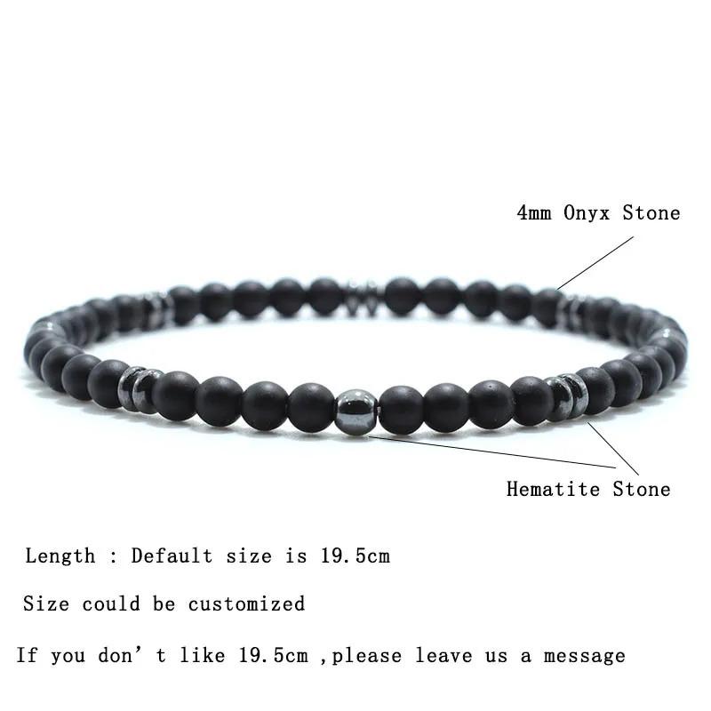 4mm Small Beaded Bracelet Men Natural Hematite Onyx Volcanic Rock Braslet Homme Charm Braclet Male Accessories Gift For Husband