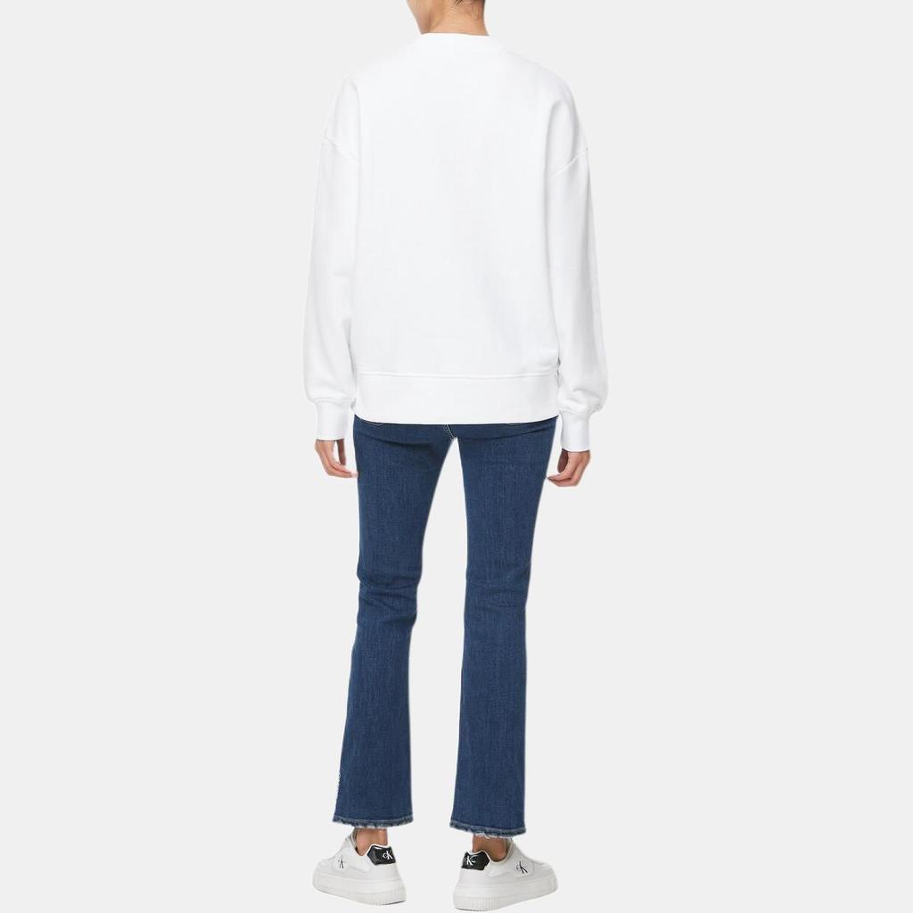 Calvin Klein Jeans Fleece Crewneck Letter Print Long Sleeve Sweatshirt Women sweatshirt White J224177-YAF