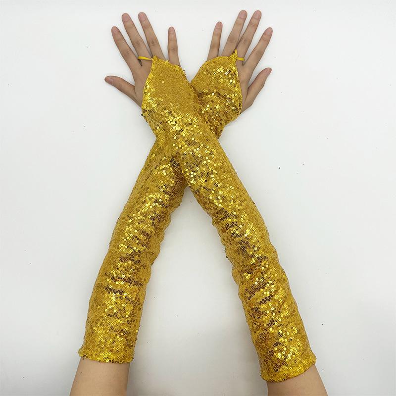 

50Cm Sequins Hook Finger Women Sexy Gloves Stage Performance Party Cosplay Nightclub Vintage Accessories Fingerless Mittens One Size